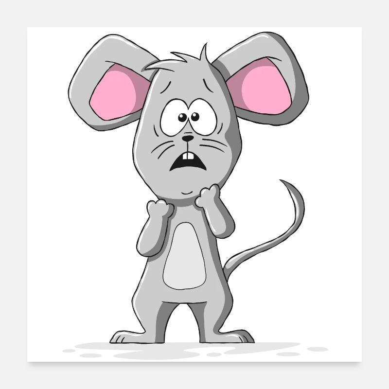 Souris anxieuse - Poster 60 x 60 cm - blanc