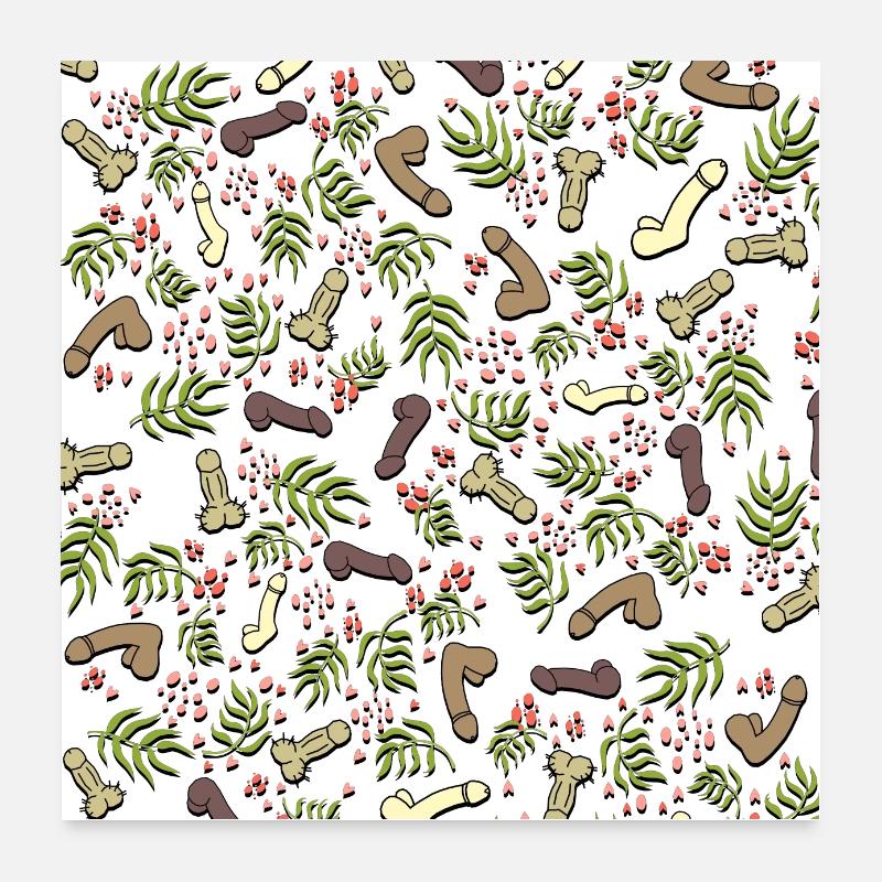 Penis pattern flowers kinky gift idea gift Poster 24" x 24" (60x60 cm)