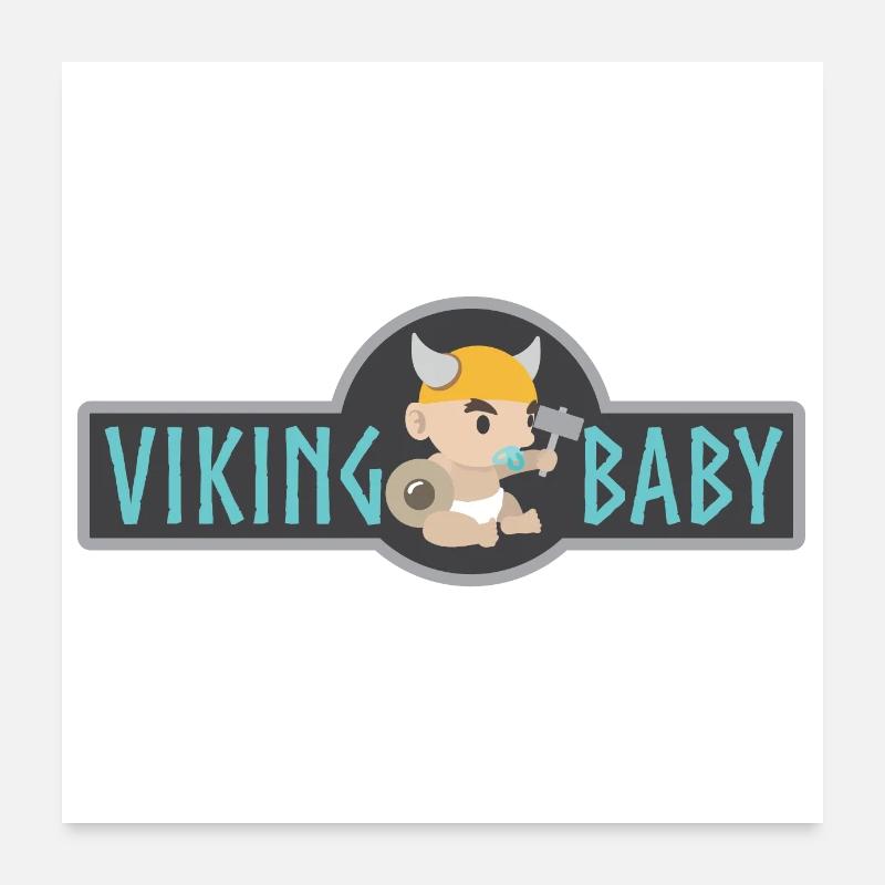 Viking Baby Schnuller Wikinger Geschenkidee Poster 60x60 cm