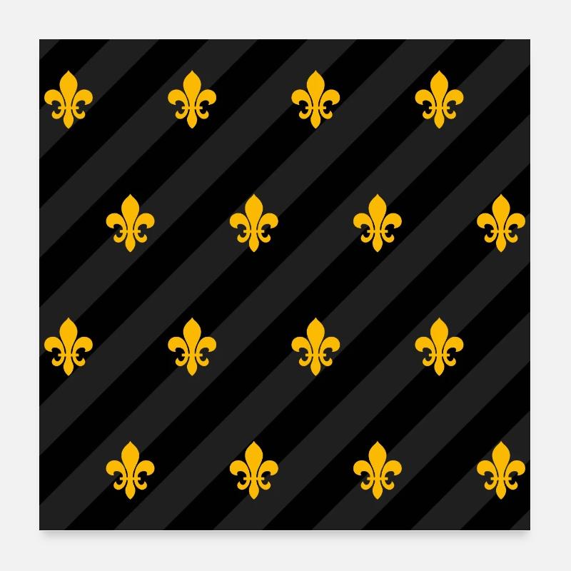 Fleur de Lys / Fleur de Lis black and yellow pattern Poster 24" x 24" (60x60 cm)