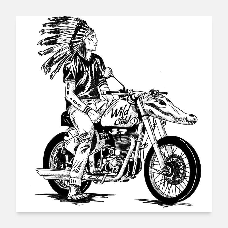 Chopper Indian Badass Design Poster 60 x 60 cm
