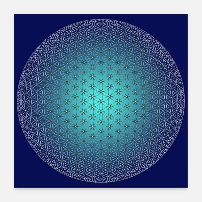 Fleur de vie 3D bleu Poster 60 x 60 cm
