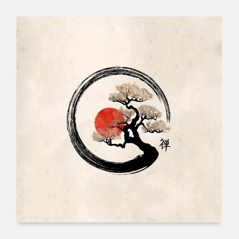 Enso Circle and Bonsai Tree Poster 24" x 24" (60x60 cm)