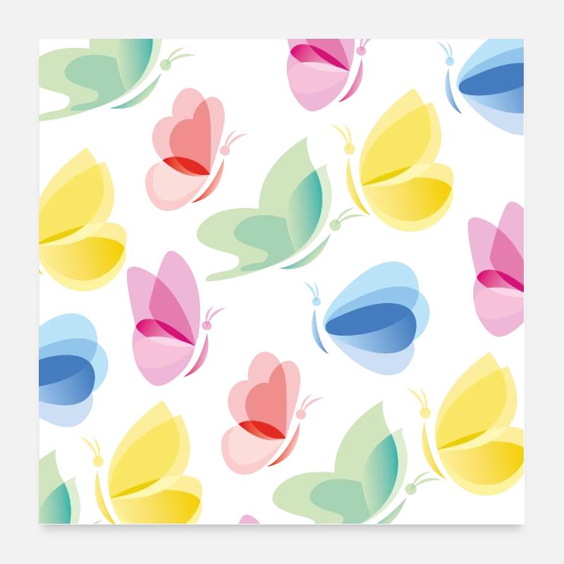 Papillons, colorés, beaucoup de couleurs Poster 60 x 60 cm