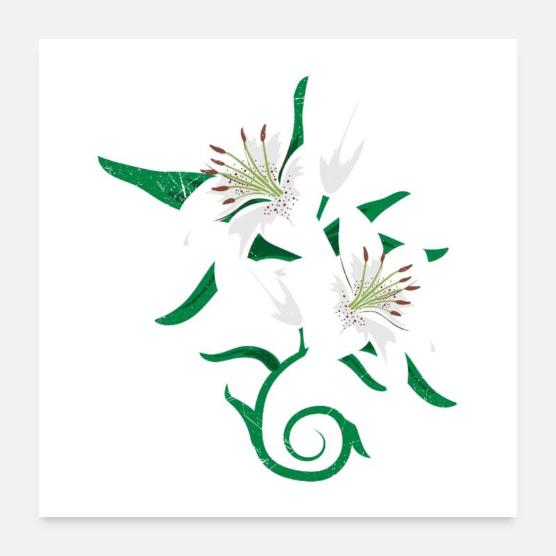 Lily flower tattoo gift idea Poster 24" x 24" (60x60 cm)