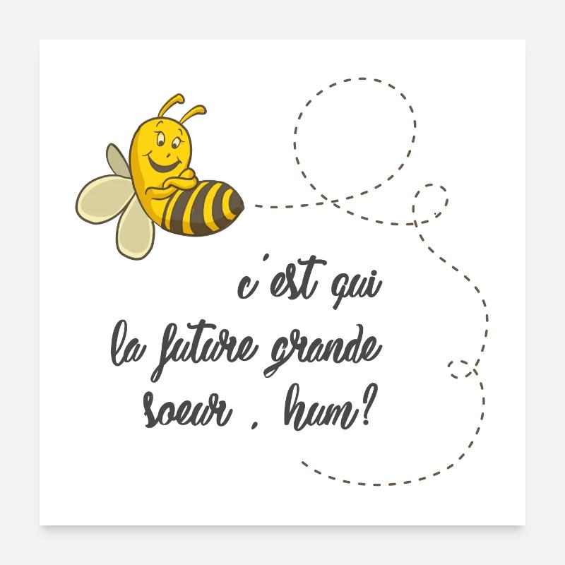 cadeau Annonce de grossesse, future grande sœur Poster 60 x 60 cm