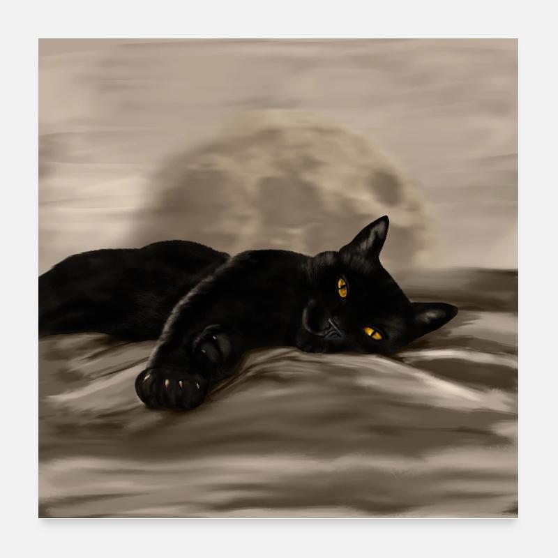 Black Cat chilling Poster 24" x 24" (60x60 cm)