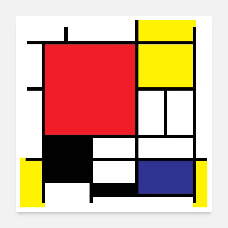 Symbol Piet Mondrian Moderne Kunst Geschenkidee - Poster 60x60 cm - Weiß