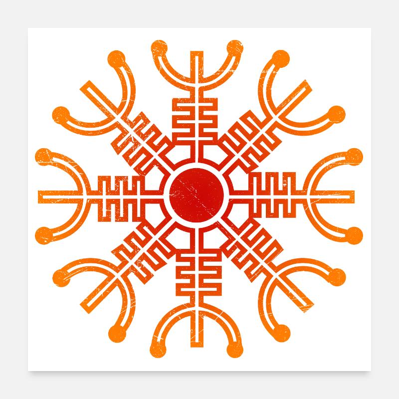 Nordisches Symbol Aegishjalmur Symbol Geschenk Poster 60x60 cm