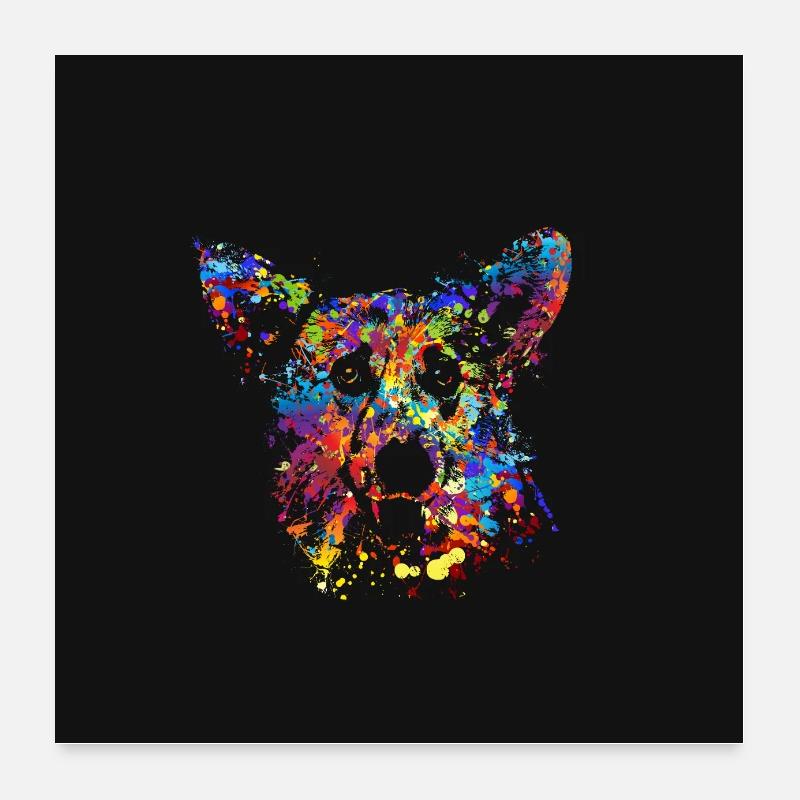 Portrait de Corgi coloré Poster 60 x 60 cm