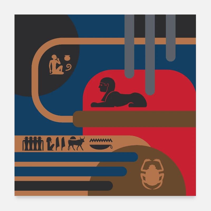 Composition Art déco des symboles égyptiens Poster 60 x 60 cm