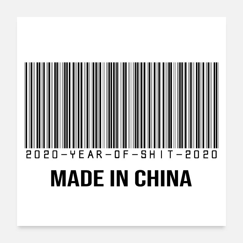 2020 Jahr der Scheiße Codebarre in China Humor gemacht Poster 60x60 cm