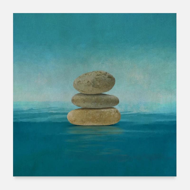 Zen Stones on Water - Mischtechnik Poster 60x60 cm
