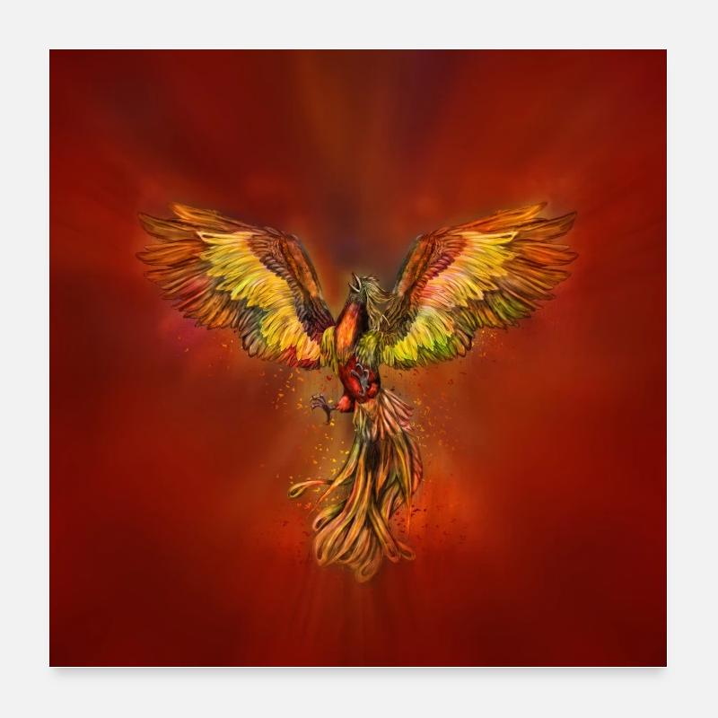 Phoenix Rising - roter Himmel Poster 60x60 cm