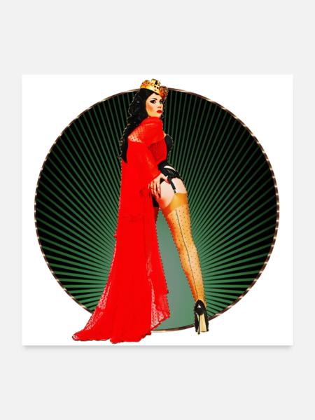 Pinup - Vintage Retro Burlesque Queen Art des années 50 - Poster 60 x 60 cm - blanc - Devant