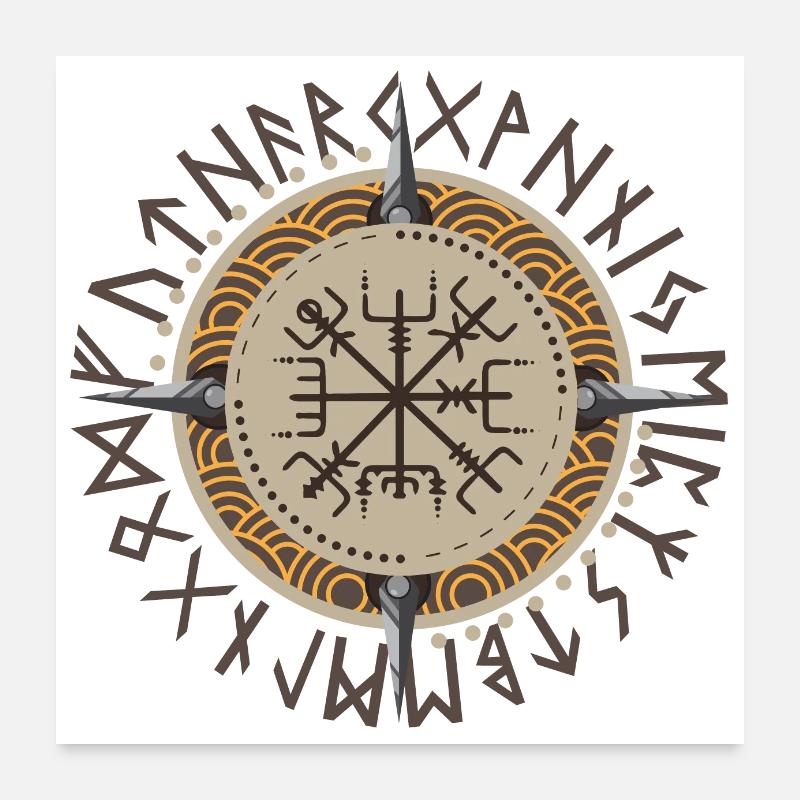 Vikings Vegvisir Krieger Geschenkidee Poster 60x60 cm