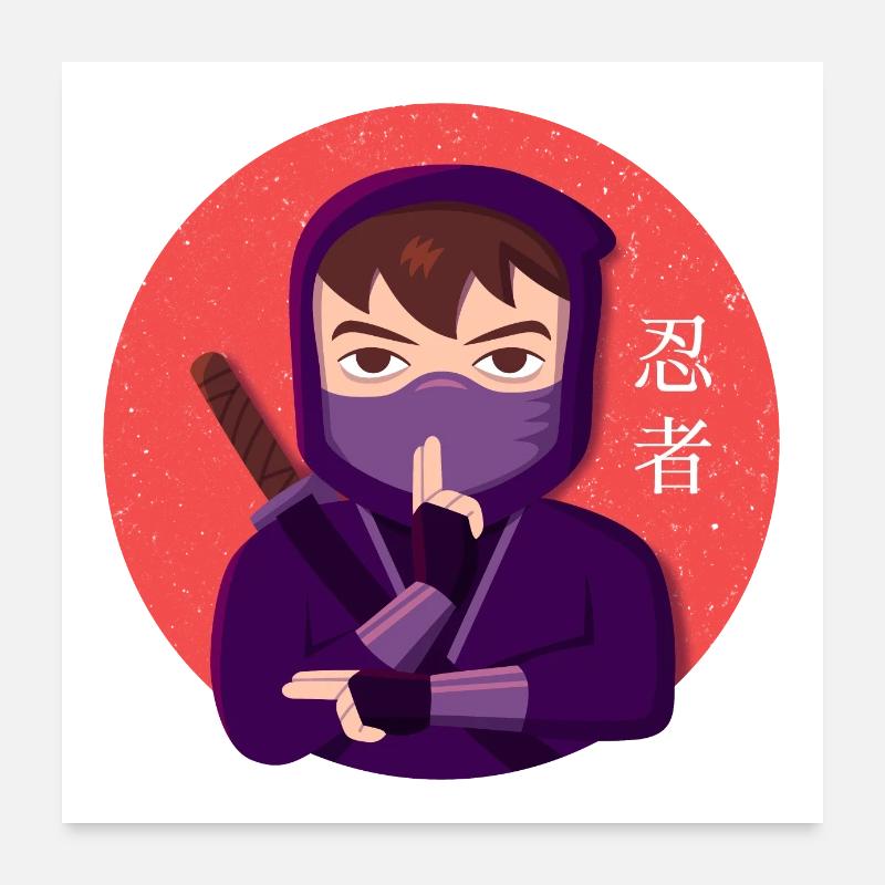 Lila Ninja Ninjutsu Poster 60x60 cm