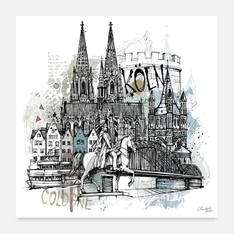 Collage de Cologne - Poster 60 x 60 cm - blanc