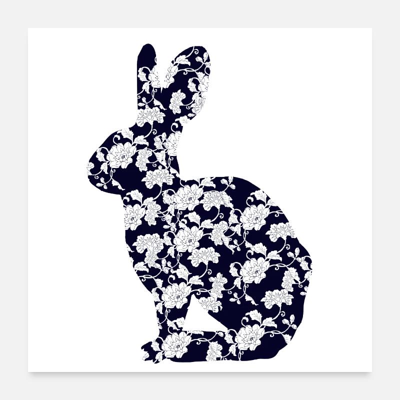 Flowery rabbit - Poster 24" x 24" (60x60 cm) - white