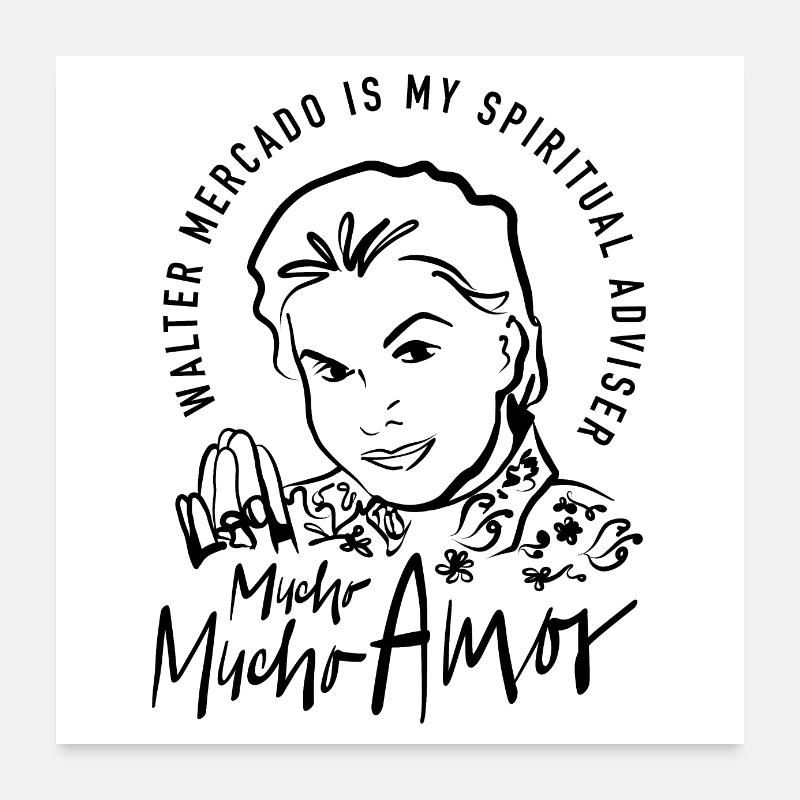 Walter Mercado - Mucho Mucho Amor noir Poster 60 x 60 cm
