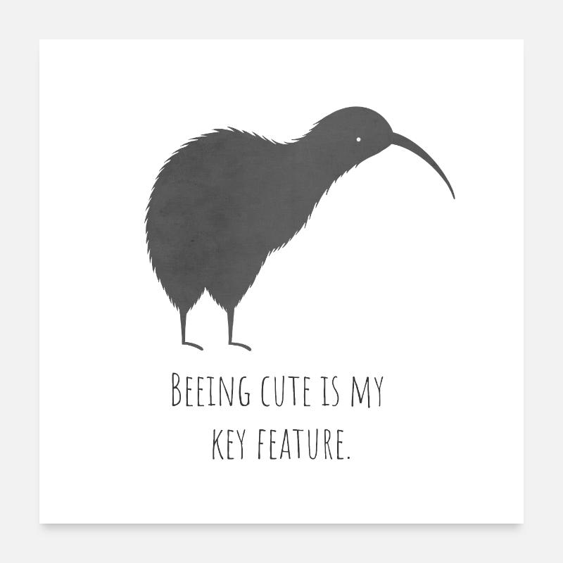 Süßer Kiwi Vogel "Süß sein ist mein key feature" Poster 60x60 cm
