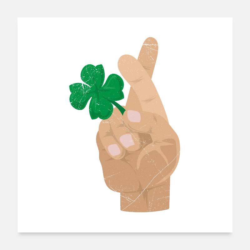 Cloverleaf finger crossed Good luck gift idea Poster 24" x 24" (60x60 cm)