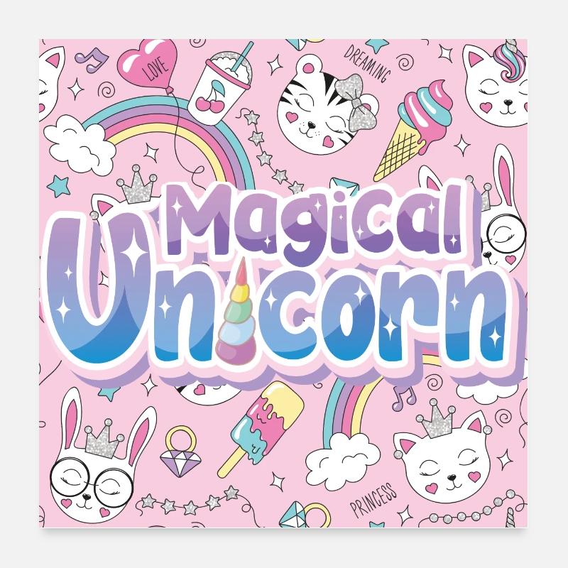 Unicorn Cat Pattern Poster 24" x 24" (60x60 cm)