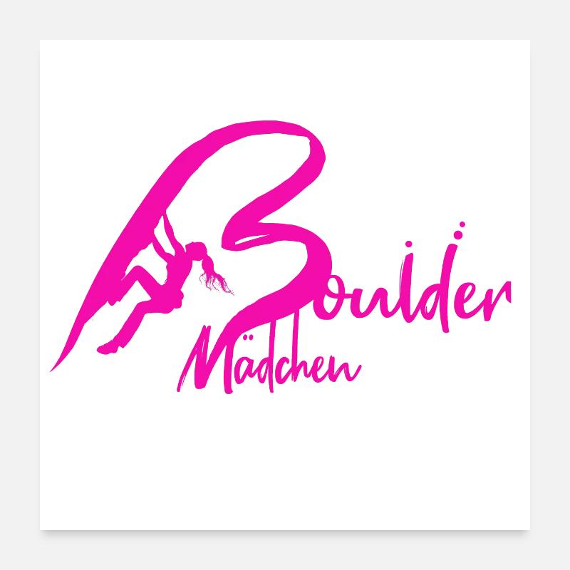 Boulder Mädchen Bouldern Pink Geschenk Boulderin Poster 60x60 cm