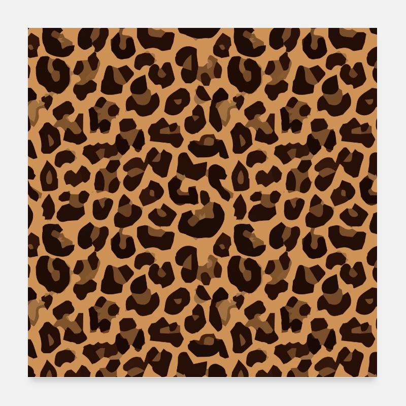 Leopardenmuster Braun Leoparden Leopard - Poster 60x60 cm - Weiß
