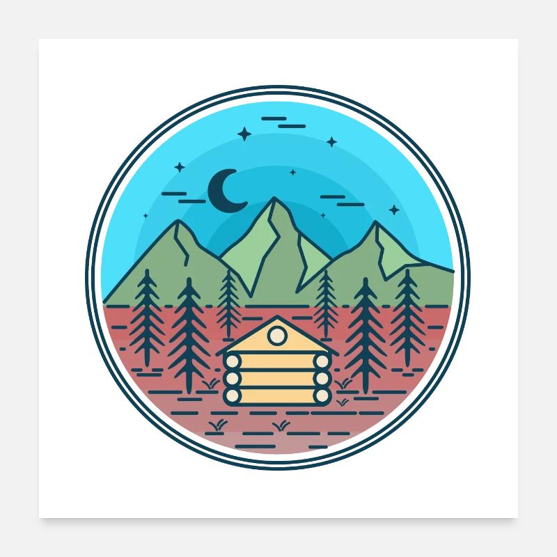 Mountains Camping Poster 24" x 24" (60x60 cm)