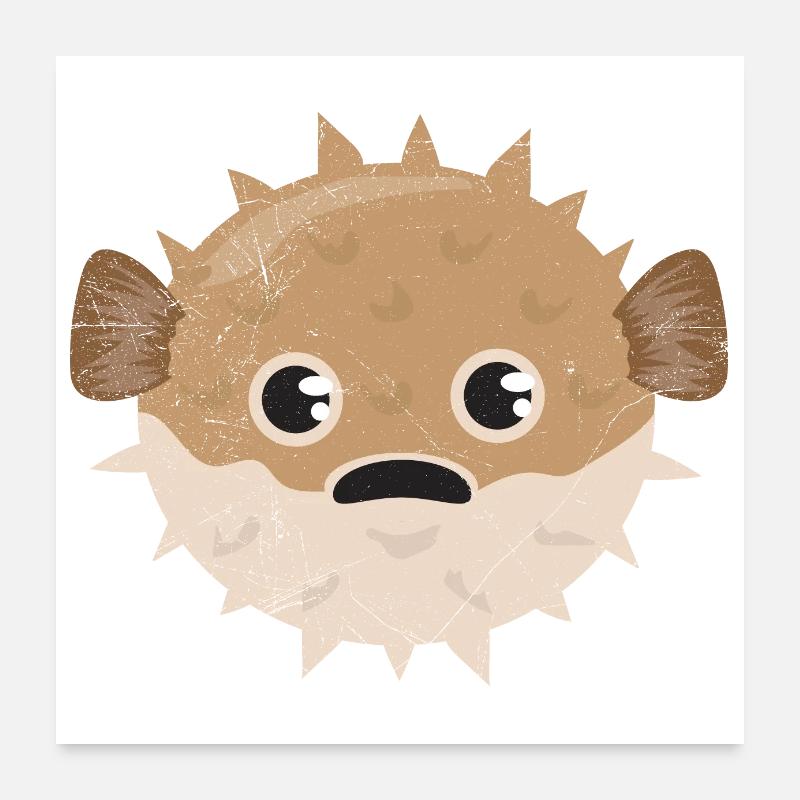 Kugelfisch Grumpy Kinder lustiges Geschenk Poster 60x60 cm