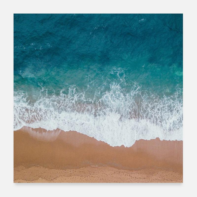 Mer bleue et sable Poster 60 x 60 cm