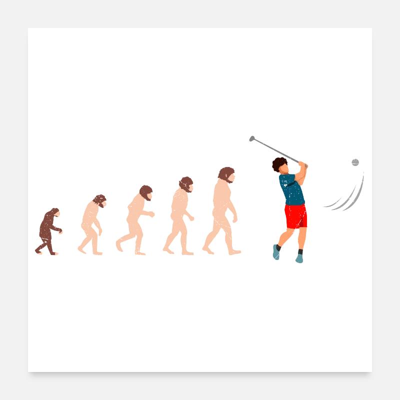 Evolution Golf Golfer Geschenkidee Poster 60x60 cm