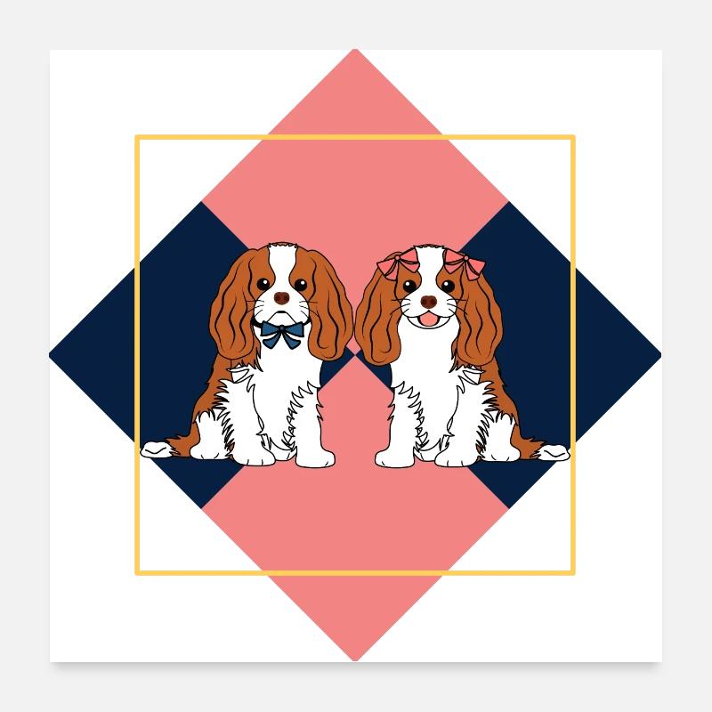 Treillis Cavalier Roi Charles Épagneul Poster 60 x 60 cm