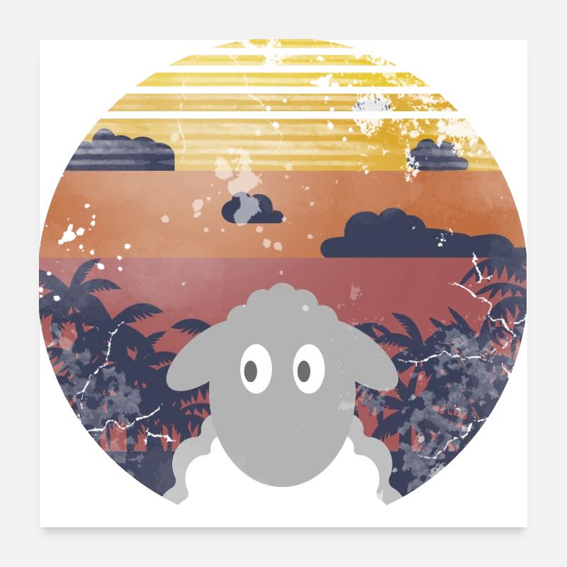 Moutons sous les palmiers Poster 60 x 60 cm