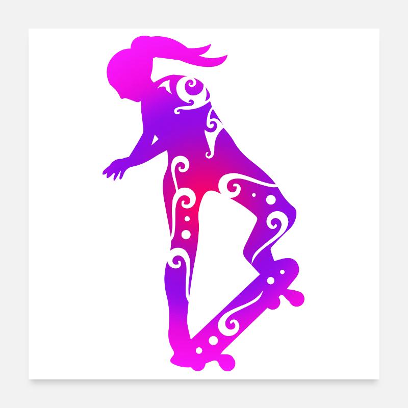 Maori Skateboard Mädchen Tribal Tattoo Geschenk Poster 60x60 cm