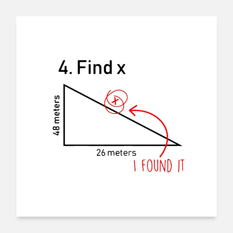 Finden Sie X Funny Saying Math Teacher Graphic Poster 60x60 cm
