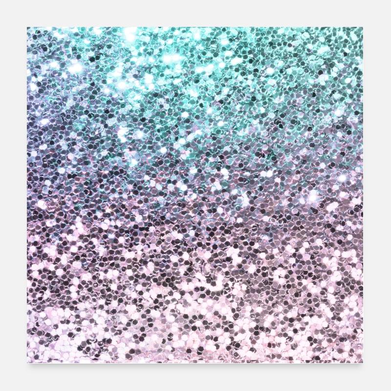 Pastel Blue Pink Glitters Sparkling Pretty Chic Poster 24" x 24" (60x60 cm)