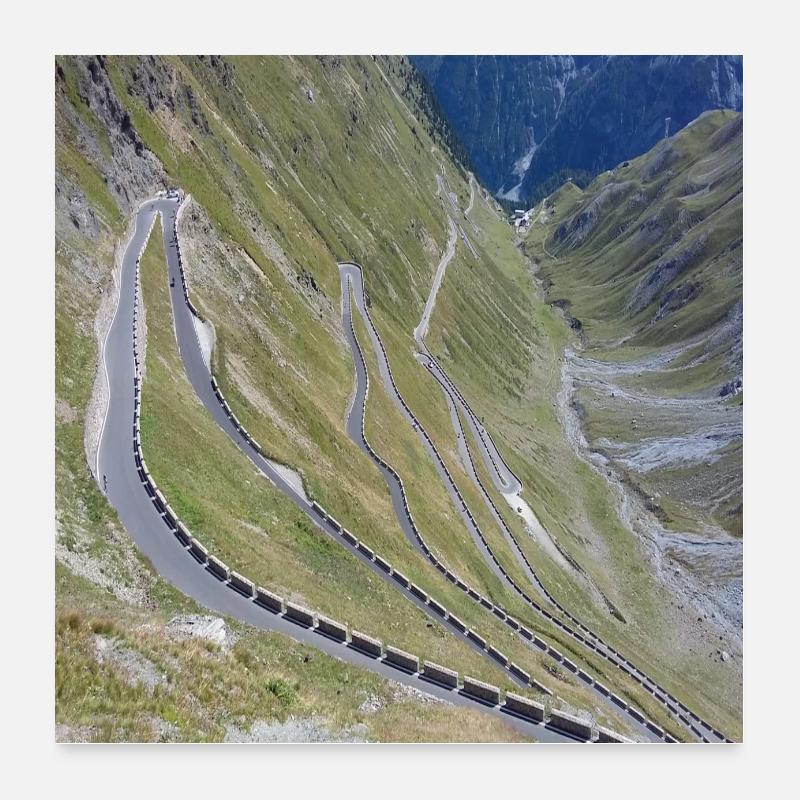 Passo Stelvio - Poster 60x60 cm - Weiß