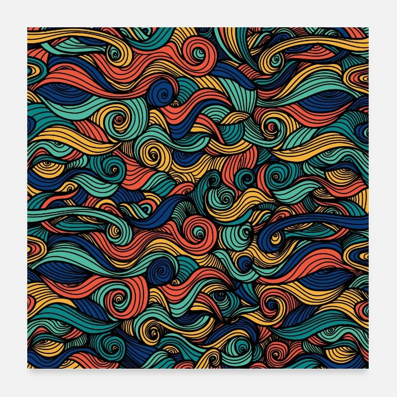 Modèle Tourbillon Vert Rouge Bleu Tourbillon Coloré Poster 60 x 60 cm