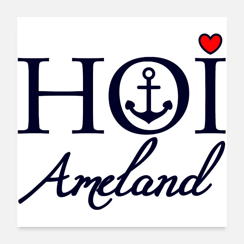 Hoi Ameland dunkel blau rot - Poster 60x60 cm - Weiß