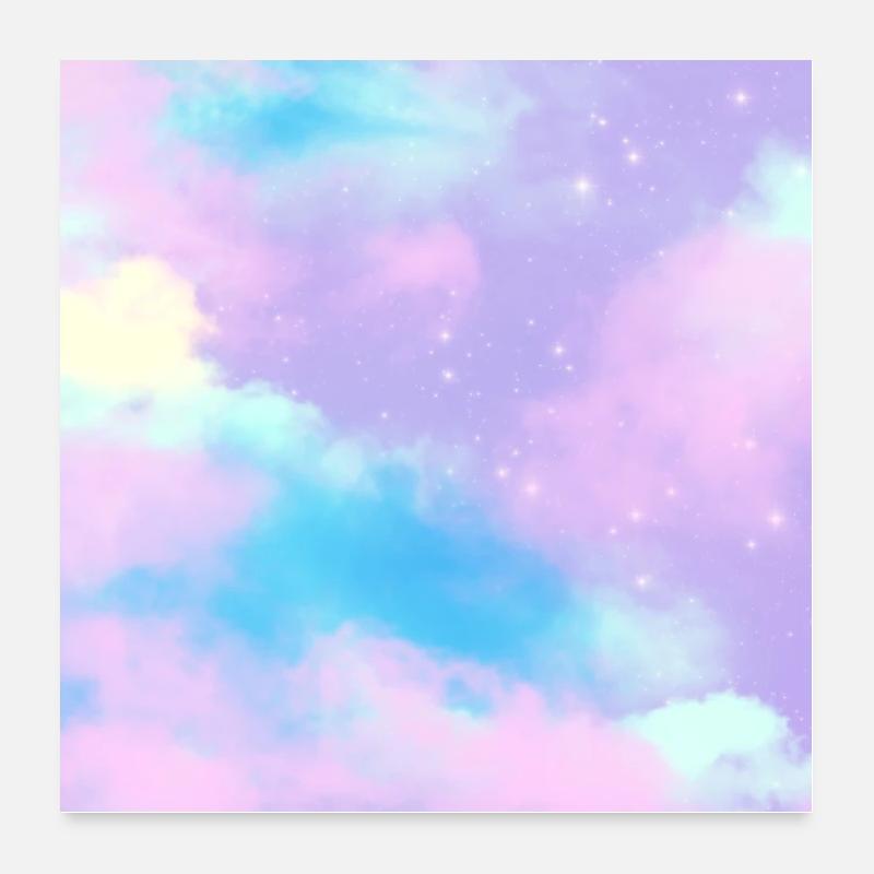 Décoratif Fantasy Sky Clouds Dreamy Stardust Poster 60 x 60 cm