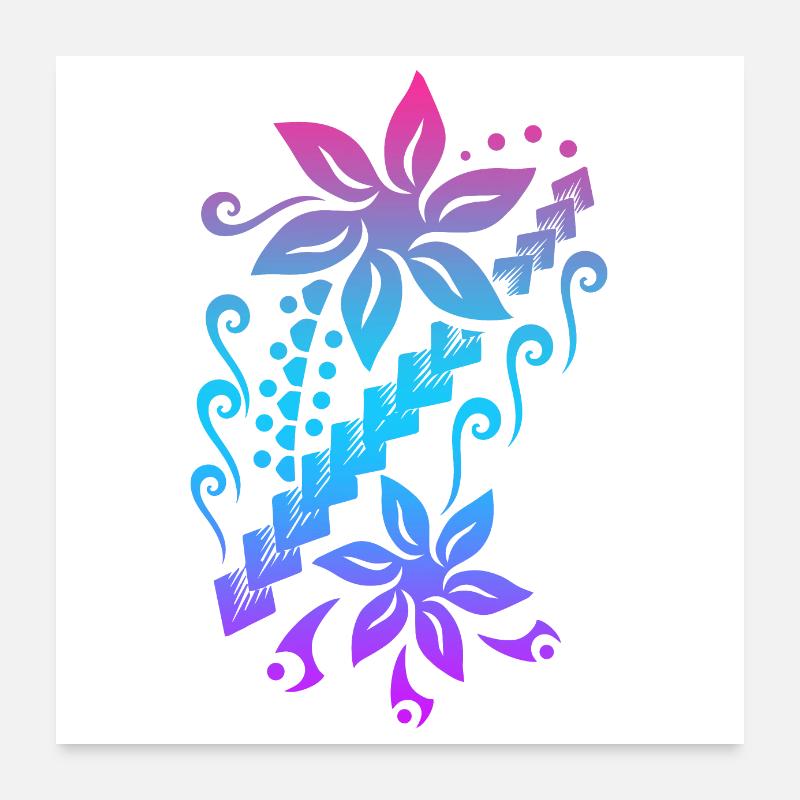Samoa Flower Polynesian Tribal Tattoo Gift Idea - Poster 24" x 24" (60x60 cm) - white
