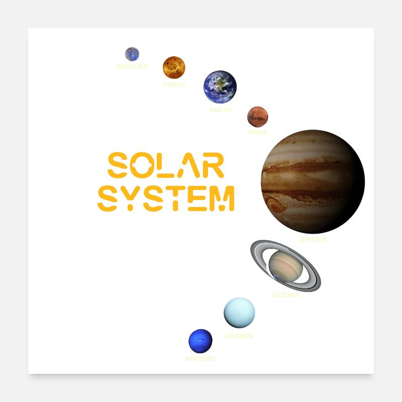 Sonnensystem! - Poster 60x60 cm - Weiß