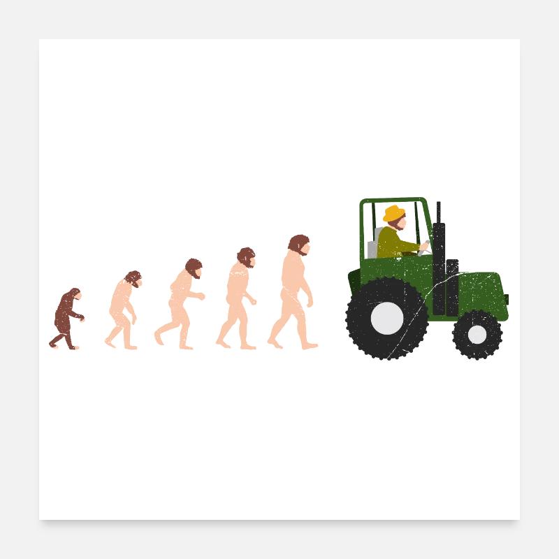 Evolution Bauer Lustige Geschenkidee - Poster 60x60 cm - Weiß