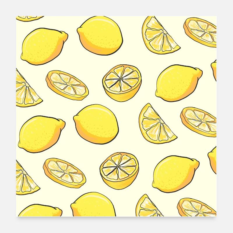 Fruit Summer Pattern Lemons Pattern Lemons Citrus Poster 24" x 24" (60x60 cm)