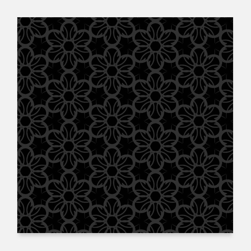Schwarzes Blumenmuster Hübsche schicke Blumen Poster 60x60 cm