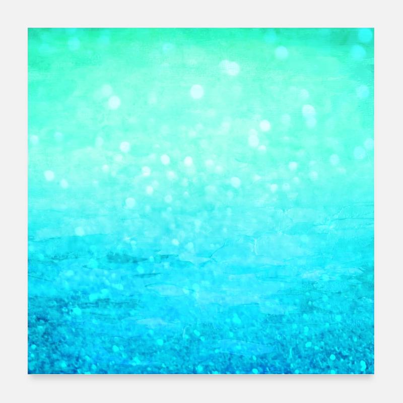 Ziemlich hellblau glitzernder Bokeh-Farbverlauf Poster 60x60 cm