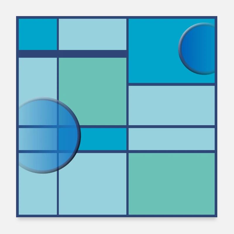 Mondrian dans le ciel - Poster 60 x 60 cm - blanc