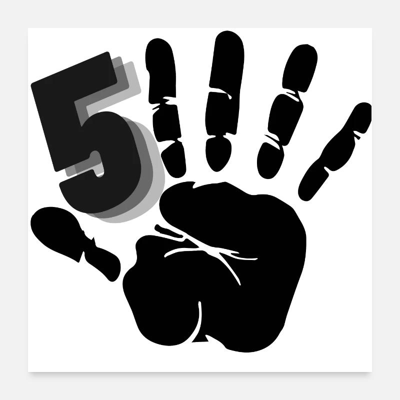 Hand Nummer 5 Poster 60x60 cm